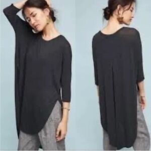 Anthropologie Deletta Gray Asymmetrical 3/4 Sleeve Tunic